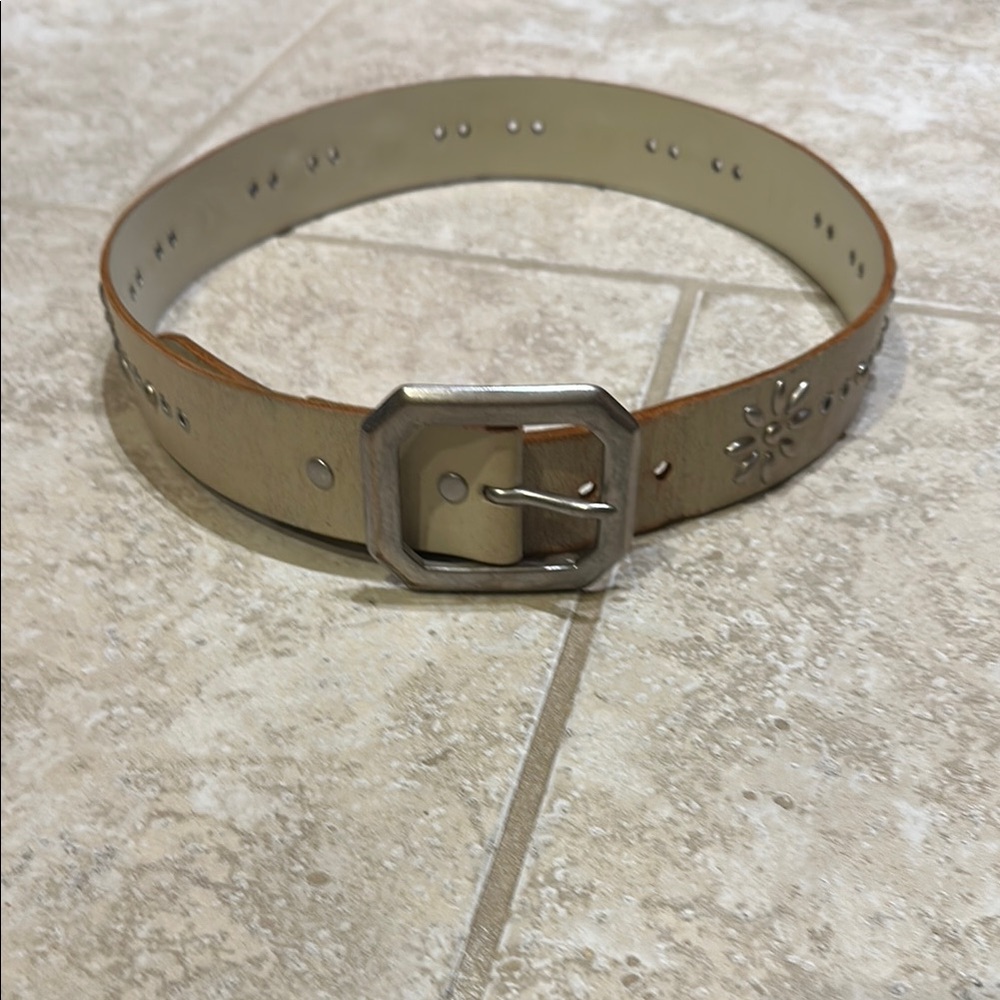 Banana Republic Tan Silver Belt Classic Leather Accessory - Picture 1 of 5